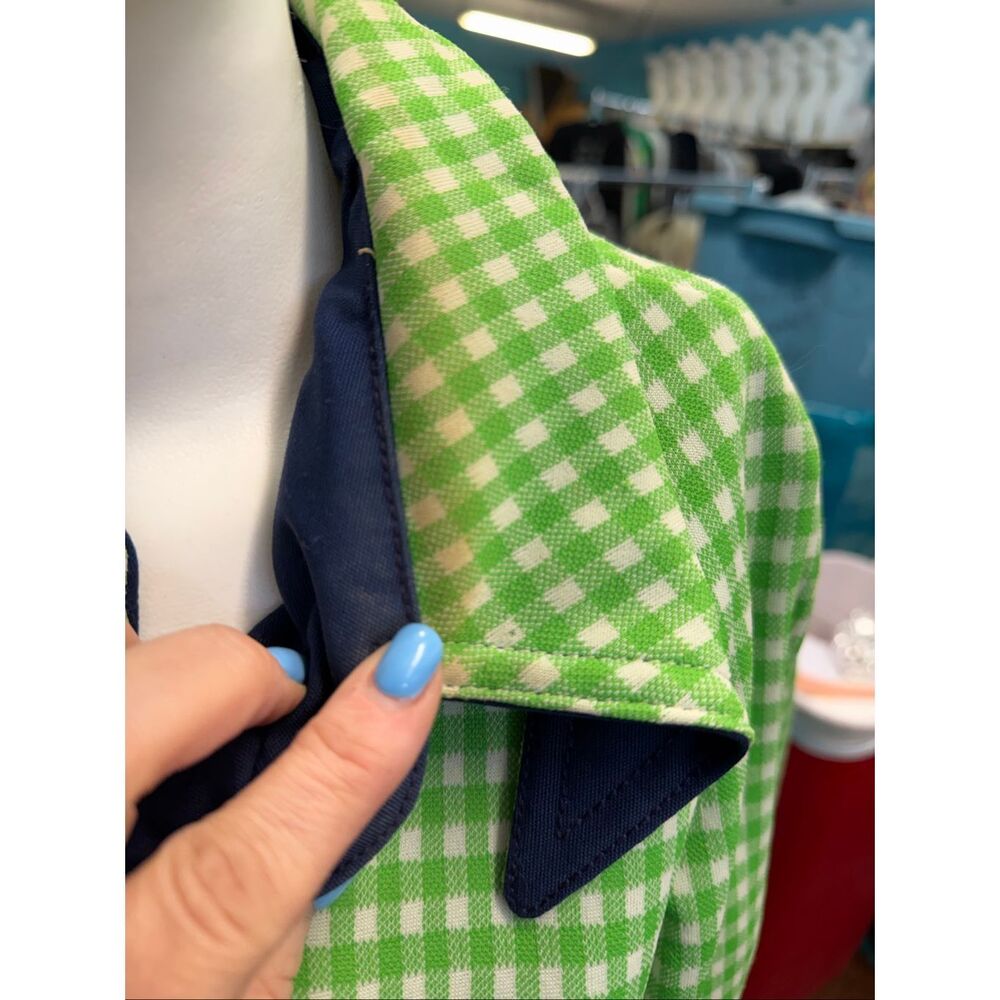 Vintage 70’s Green Checkered Jacket Women’s Size 8 coat Spring - Picture 10 of 10